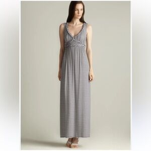 Max Studio Gray and White Striped Maxi Dress